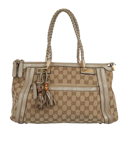 Vintage GG Bella, Canvas/Leather, Beige, 306632, 2*